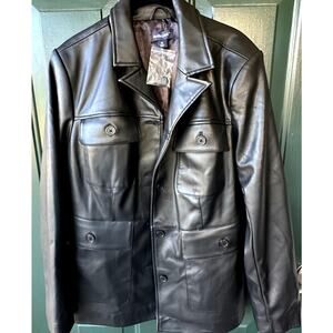 NEW Studio Park QVC x Courtney Khondabi Faux Leather Jacket with Patch Pockets